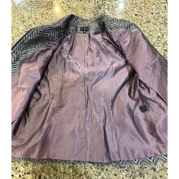 VINTAGE Metallic Zebra Animal Print Full Zip Mob Wife Blazer Jacket Size 10 - Picture 14 of 16